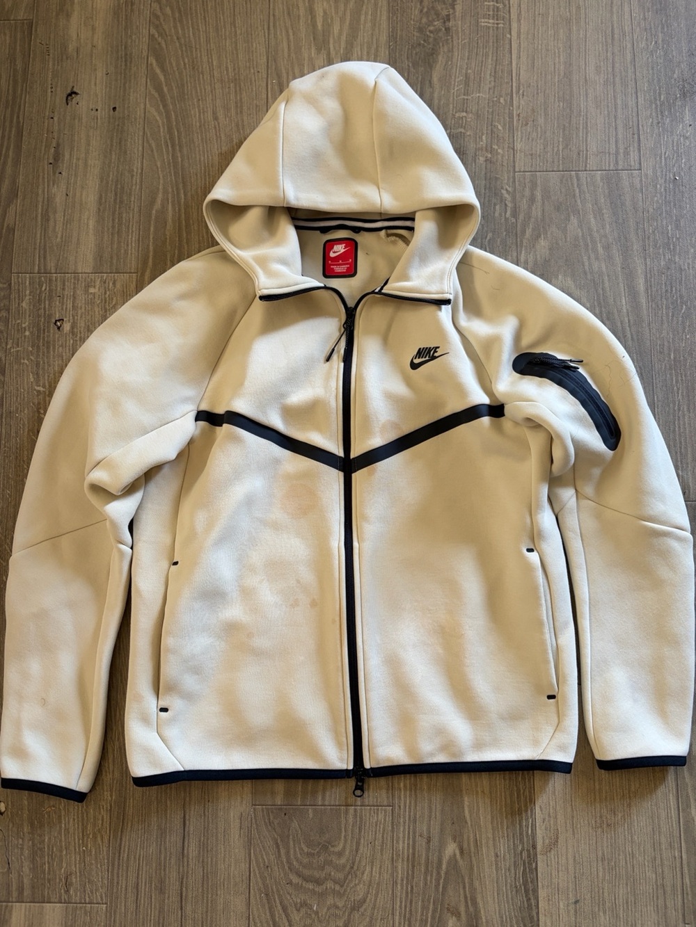 Nike Tech Fleece Full Zip Up Hoodie Cream Men’s Medium
